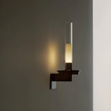 Modern Column Torch Wall Sconce LED Indoor Lighting with Glass Cylinder Shade