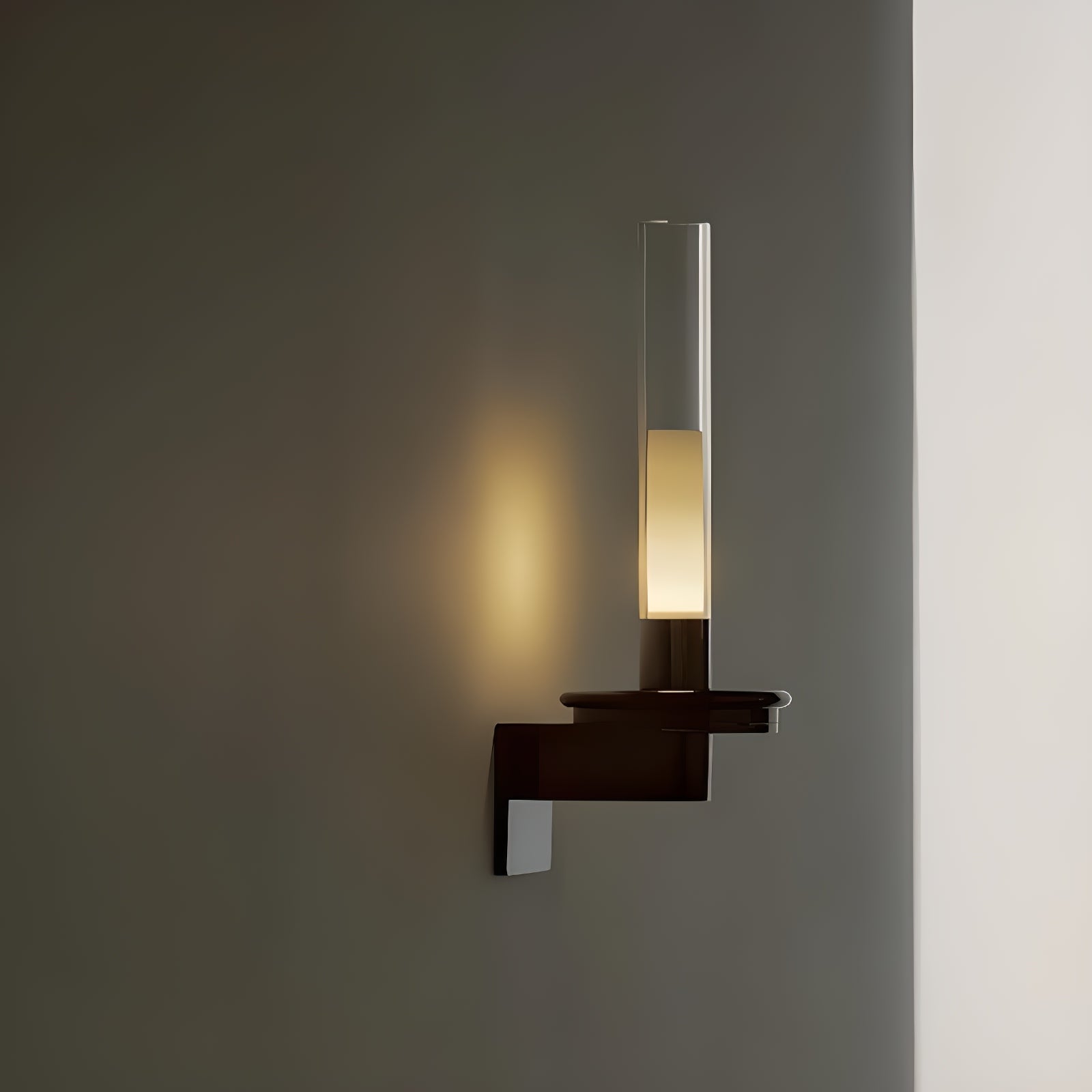 Modern Column Torch Wall Sconce LED Indoor Lighting with Glass Cylinder Shade