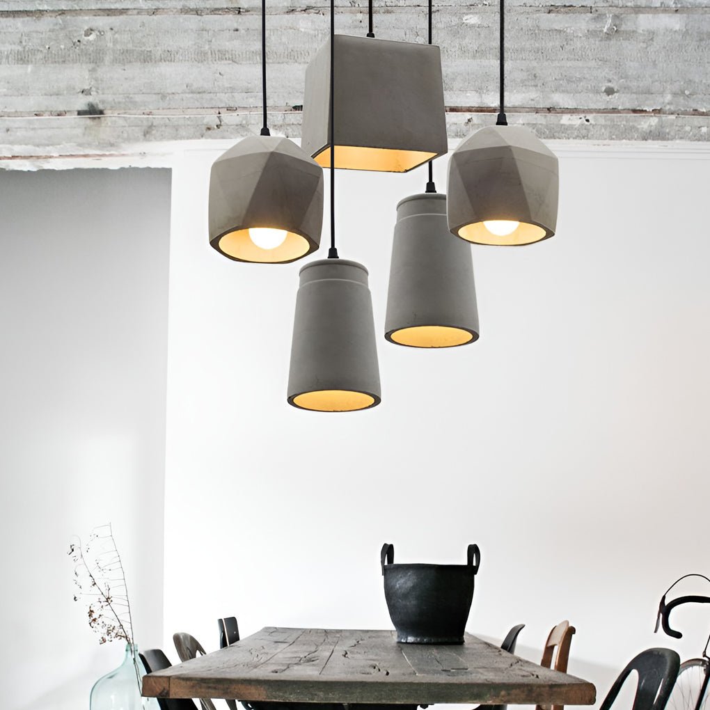 Modern Concrete Pendant Light Industrial Cement Hanging Lamp for Farmhouse Kitchen Island and Dining Area