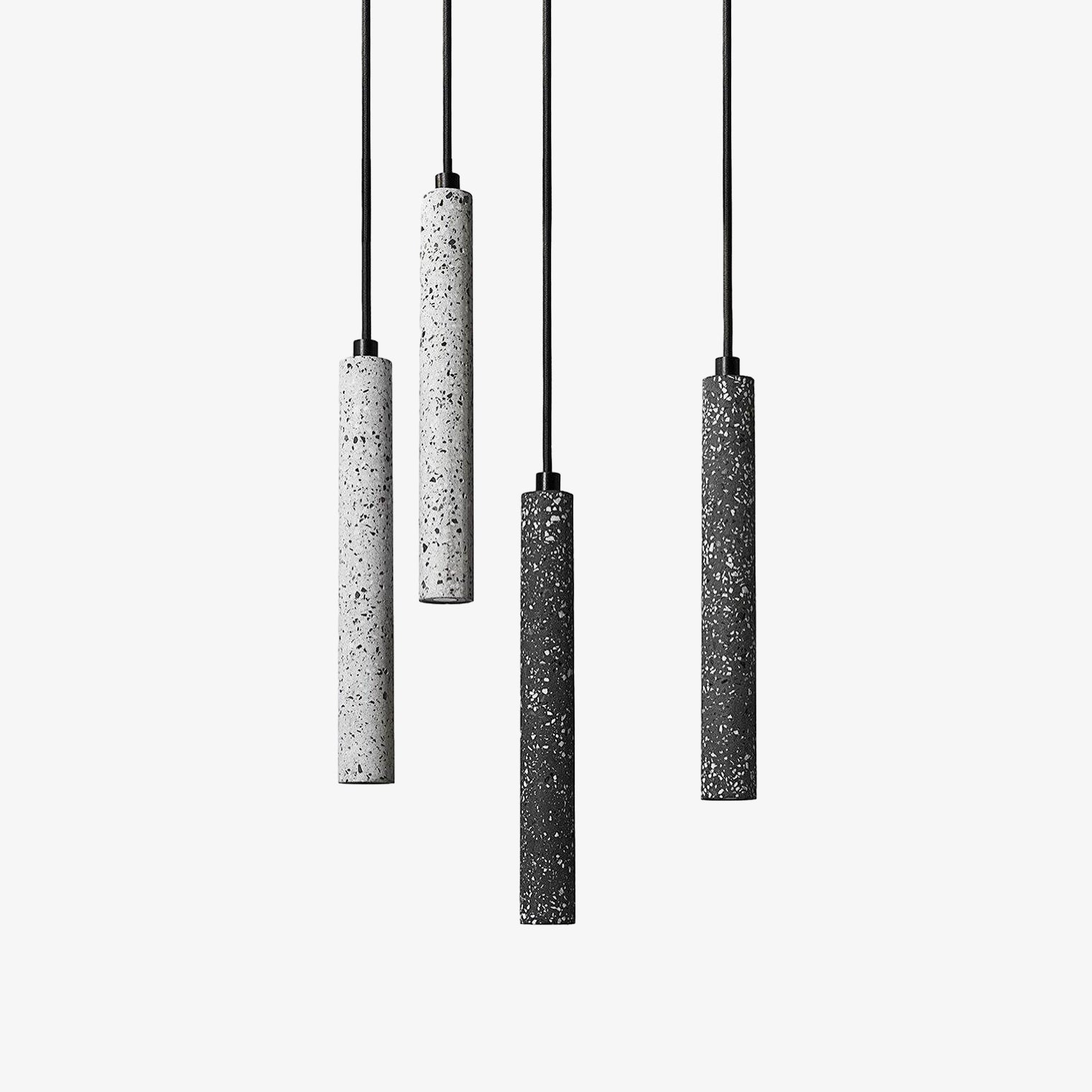 Modern Concrete Terrazzo Pendant Light Industrial Minimalist Cylinder Hanging Lamp for Kitchen and Dining Room