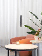 Modern Concrete Terrazzo Pendant Light Industrial Minimalist Cylinder Hanging Lamp for Kitchen and Dining Room