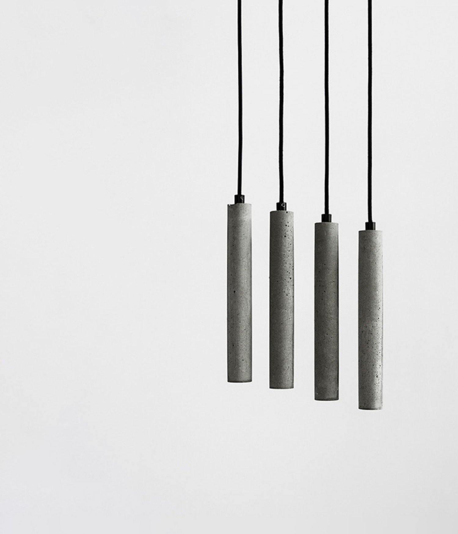 Modern Concrete Terrazzo Pendant Light Industrial Minimalist Cylinder Hanging Lamp for Kitchen and Dining Room