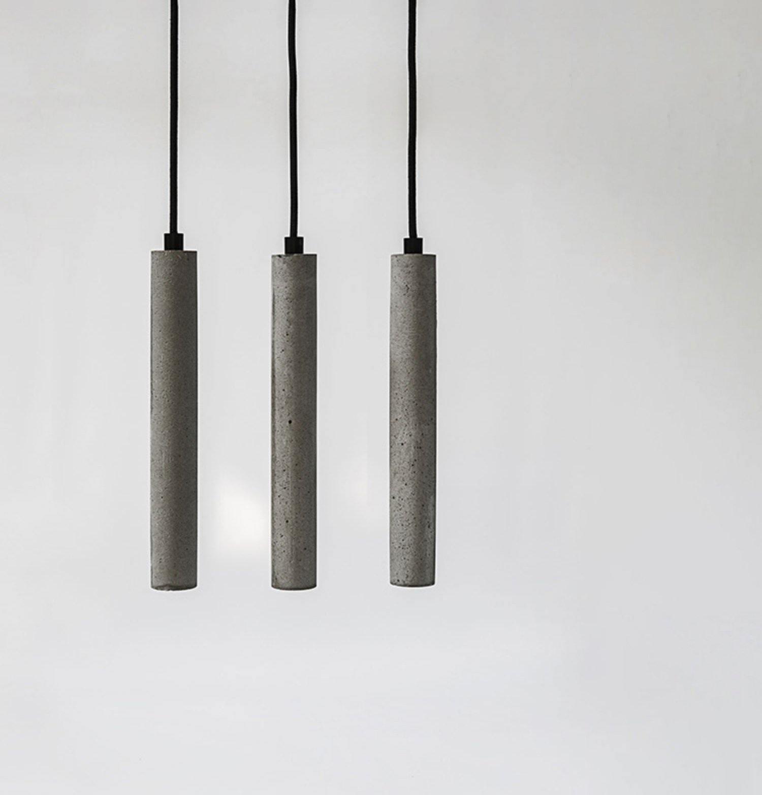 Modern Concrete Terrazzo Pendant Light Industrial Minimalist Cylinder Hanging Lamp for Kitchen and Dining Room