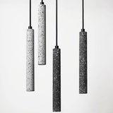 Modern Concrete Terrazzo Pendant Light Industrial Minimalist Cylinder Hanging Lamp for Kitchen and Dining Room