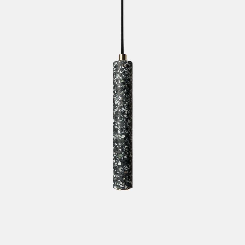 Modern Concrete Terrazzo Pendant Light Industrial Minimalist Cylinder Hanging Lamp for Kitchen and Dining Room