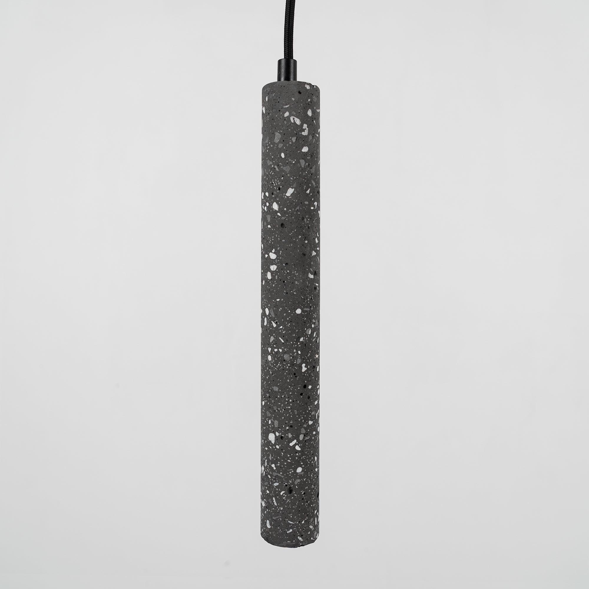 Modern Concrete Terrazzo Pendant Light Industrial Minimalist Cylinder Hanging Lamp for Kitchen and Dining Room