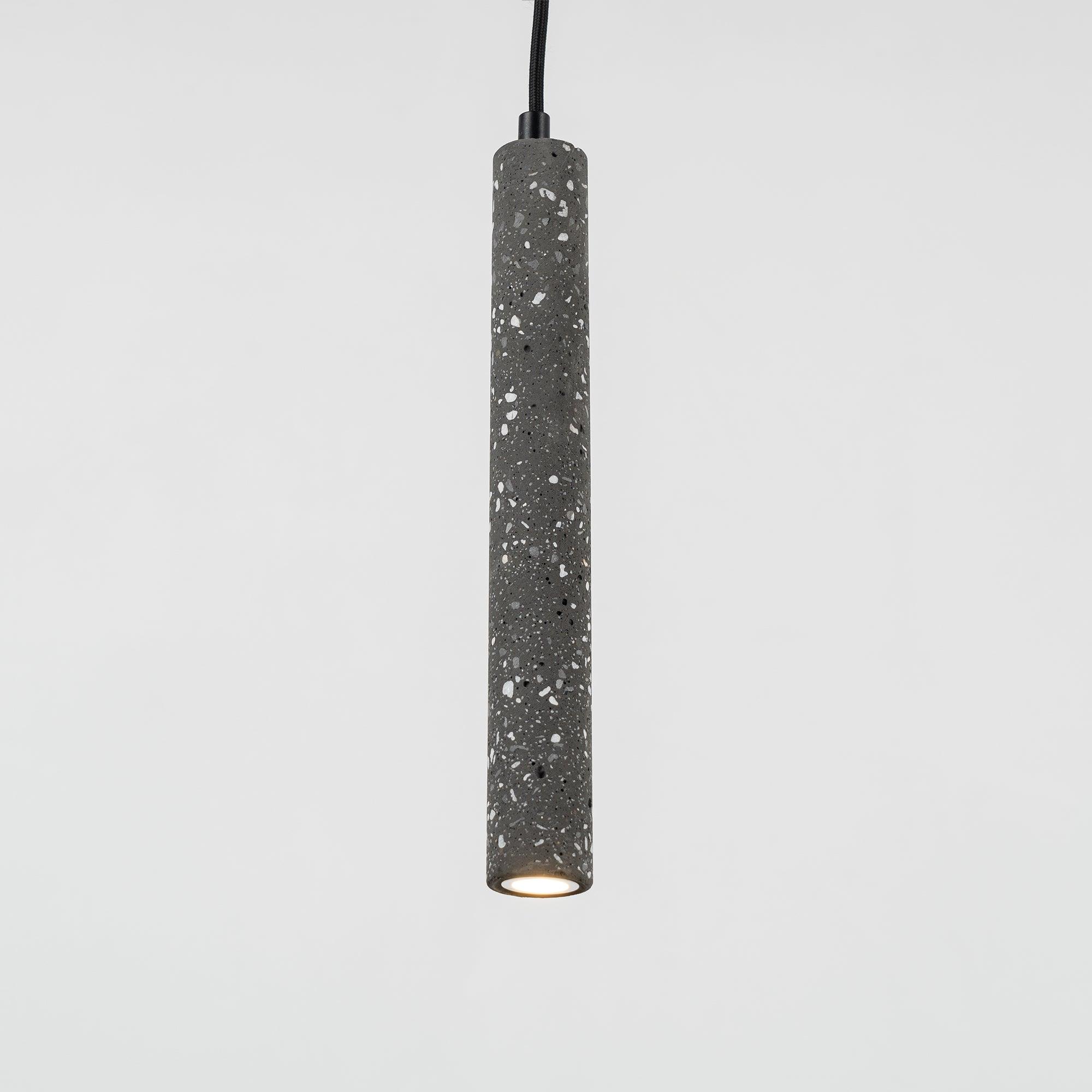 Modern Concrete Terrazzo Pendant Light Industrial Minimalist Cylinder Hanging Lamp for Kitchen and Dining Room