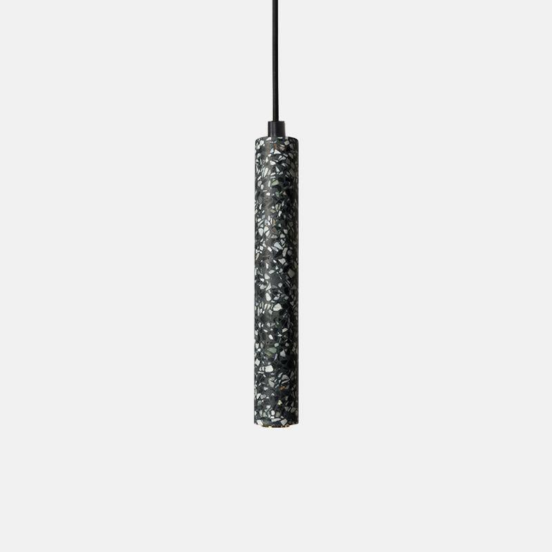 Modern Concrete Terrazzo Pendant Light Industrial Minimalist Cylinder Hanging Lamp for Kitchen and Dining Room