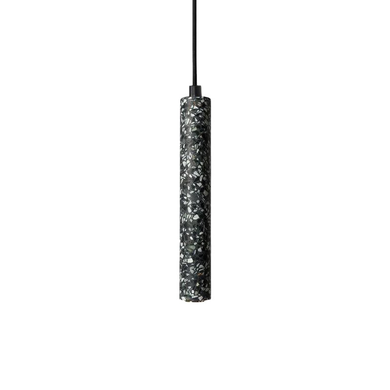 Modern Concrete Terrazzo Pendant Light Industrial Minimalist Cylinder Hanging Lamp for Kitchen and Dining Room