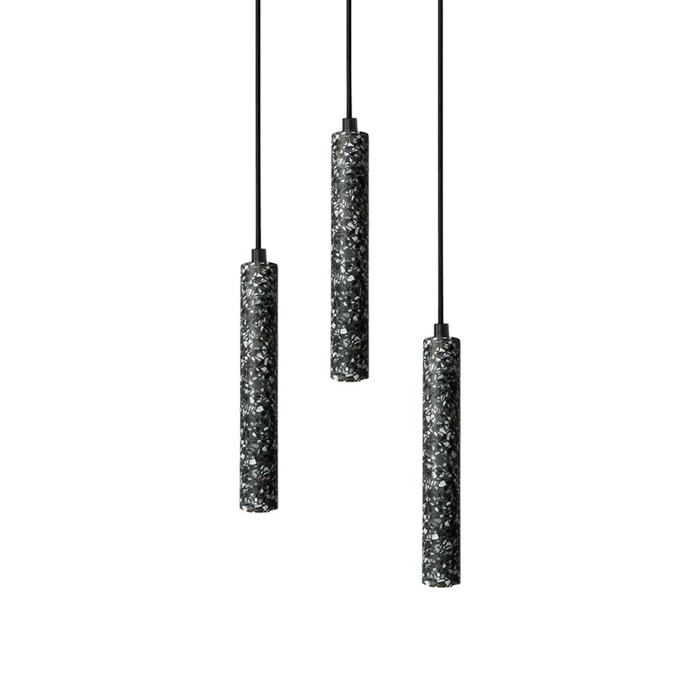 Modern Concrete Terrazzo Pendant Light Industrial Minimalist Cylinder Hanging Lamp for Kitchen and Dining Room