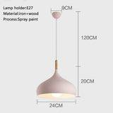 Modern Cone Metal Pendant Light with Wood Detail for Kitchen Island and Dining Room