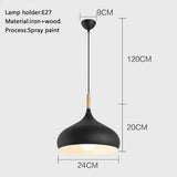 Modern Cone Metal Pendant Light with Wood Detail for Kitchen Island and Dining Room