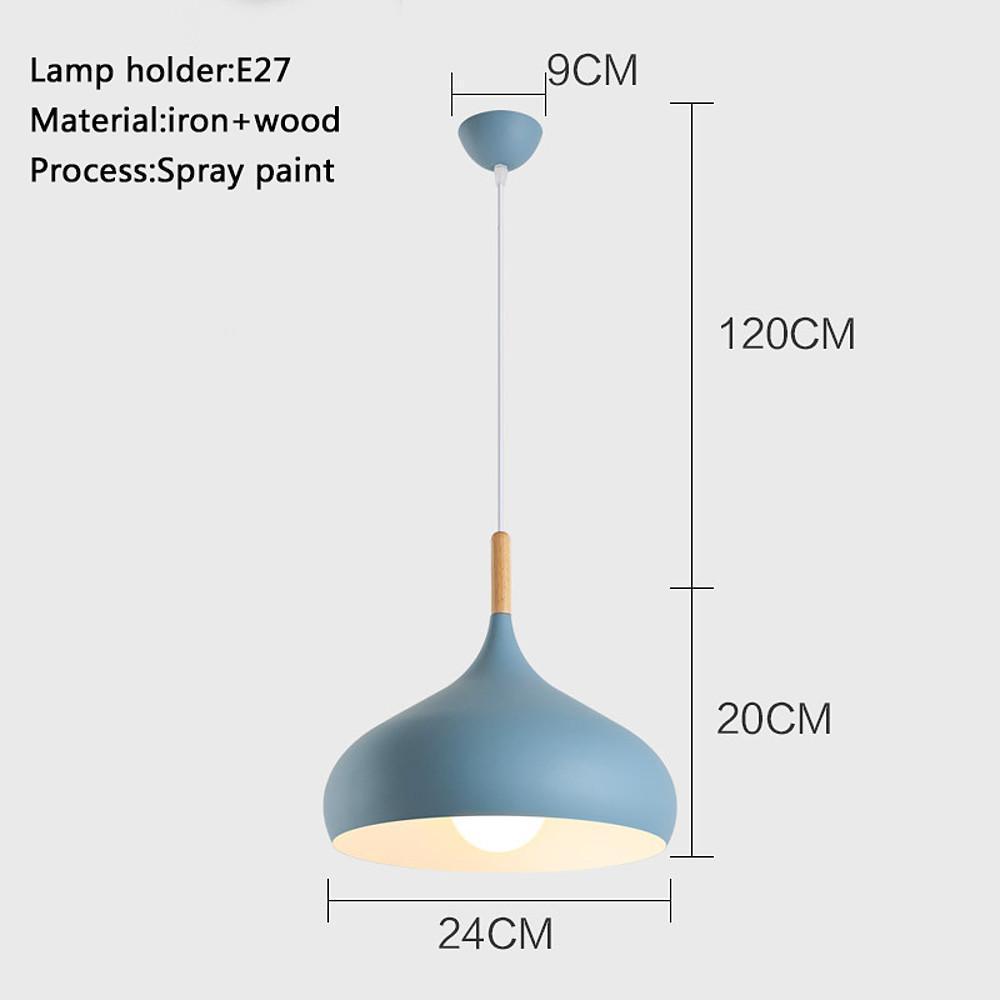 Modern Cone Metal Pendant Light with Wood Detail for Kitchen Island and Dining Room