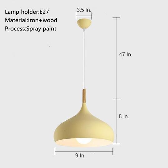 Modern Cone Metal Pendant Light with Wood Detail for Kitchen Island and Dining Room