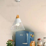 Modern Conical Lantern Pendant Light for Kitchen Island Metal LED Hanging Ceiling Lamp