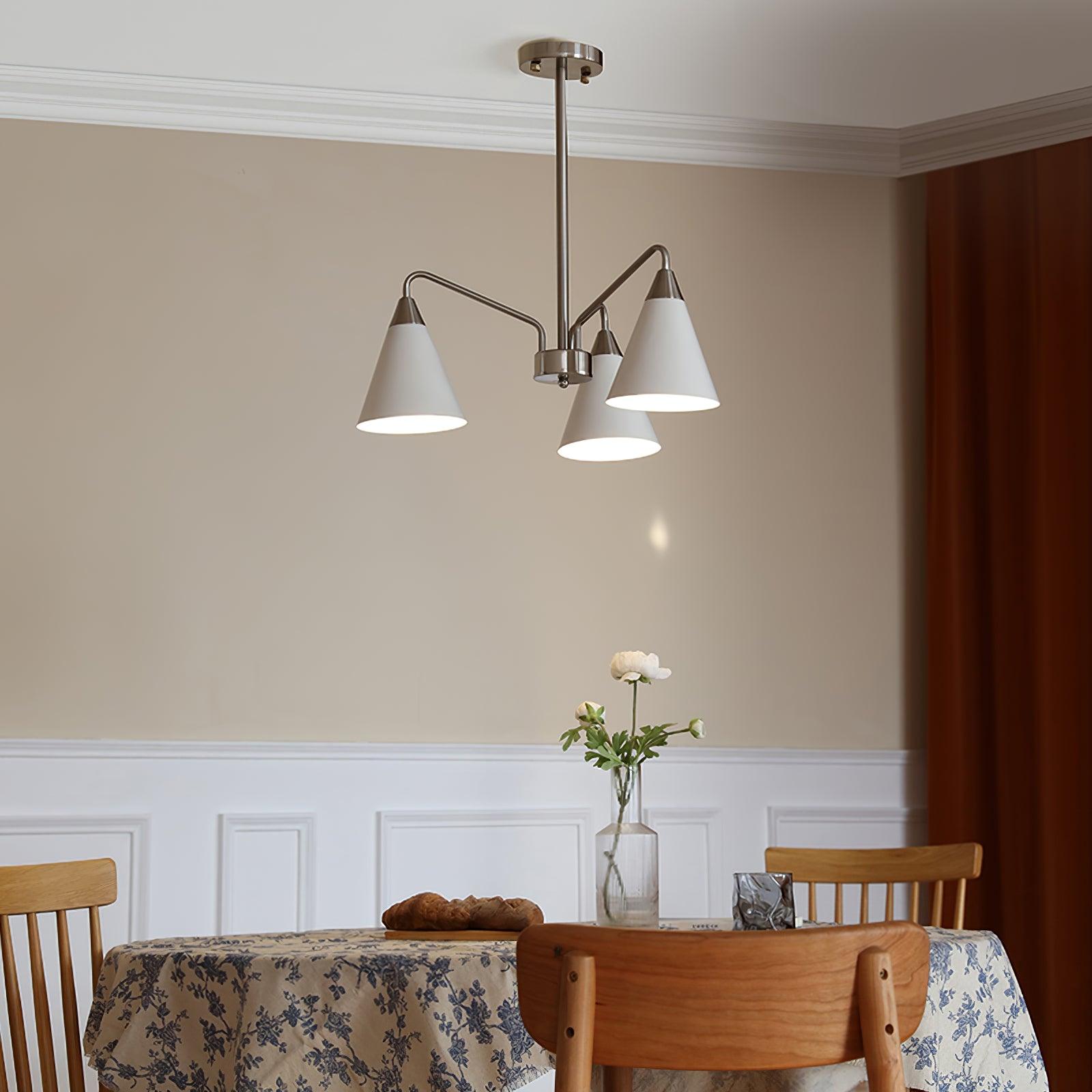 Modern Cono Multi Head Asymmetric Pendant Light Sand Nickel Cone Chandelier