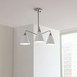 Modern Cono Multi Head Asymmetric Pendant Light Sand Nickel Cone Chandelier