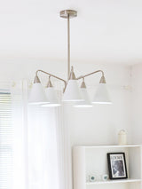 Modern Cono Multi Head Asymmetric Pendant Light Sand Nickel Cone Chandelier