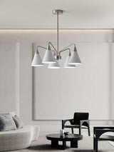 Modern Cono Multi Head Asymmetric Pendant Light Sand Nickel Cone Chandelier