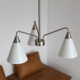 Modern Cono Multi Head Asymmetric Pendant Light Sand Nickel Cone Chandelier