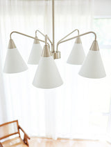 Modern Cono Multi Head Asymmetric Pendant Light Sand Nickel Cone Chandelier