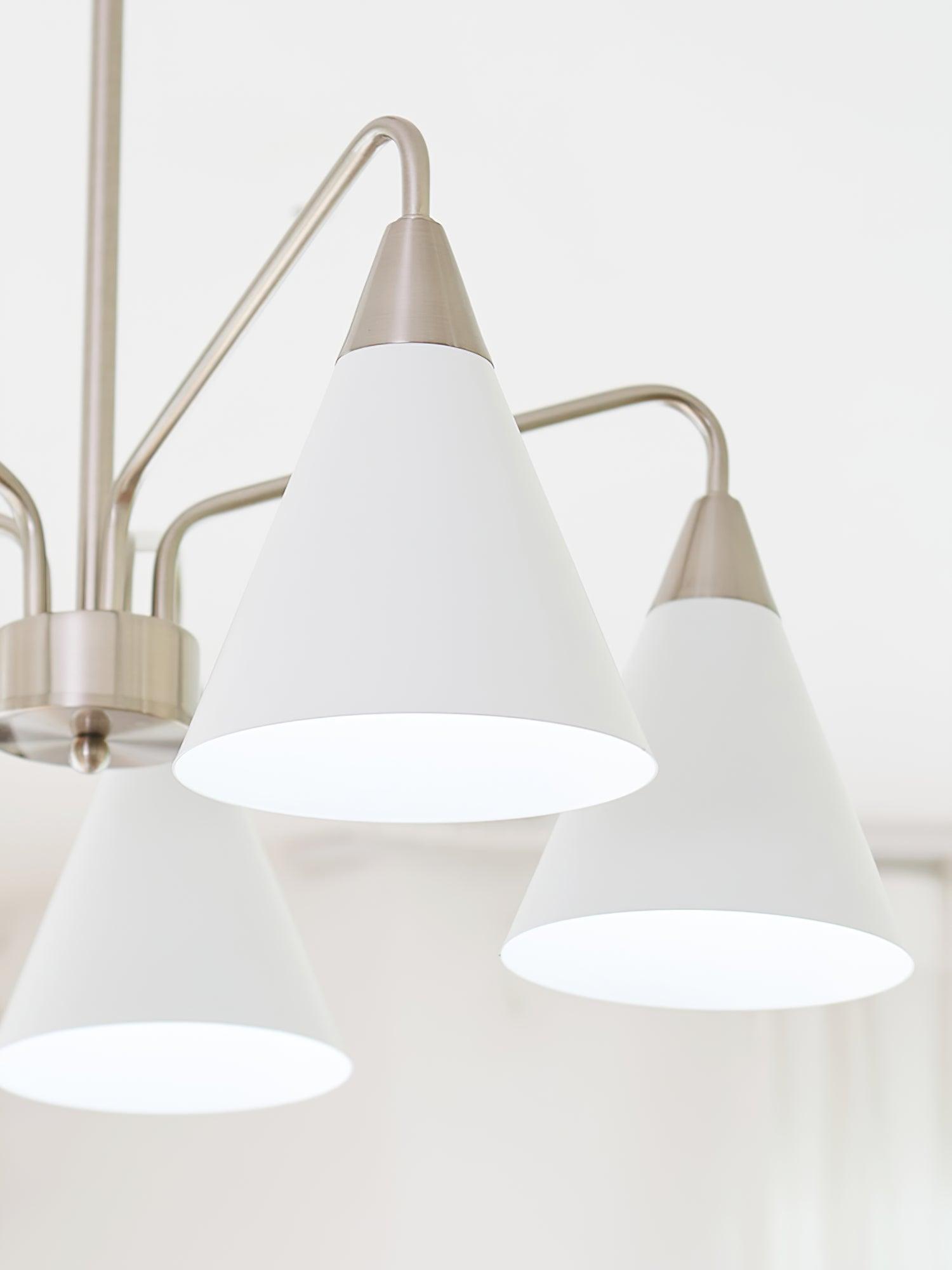 Modern Cono Multi Head Asymmetric Pendant Light Sand Nickel Cone Chandelier