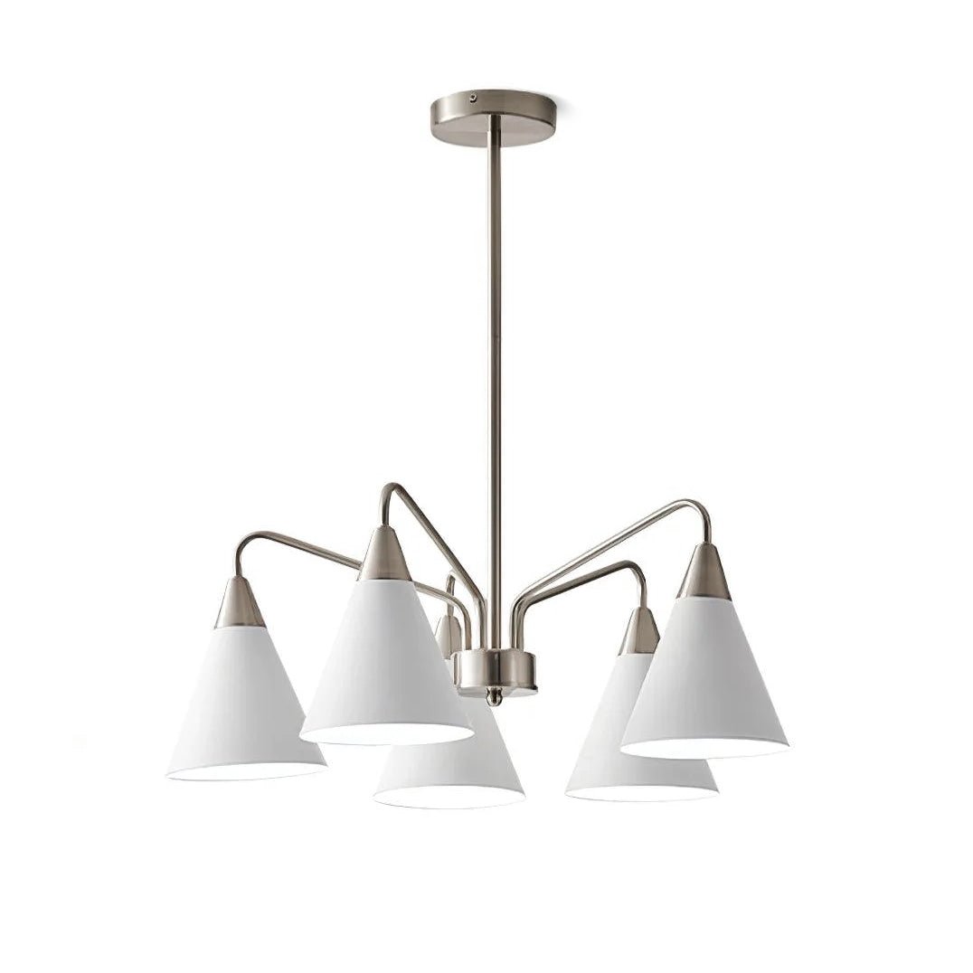 Modern Cono Multi Head Asymmetric Pendant Light Sand Nickel Cone Chandelier