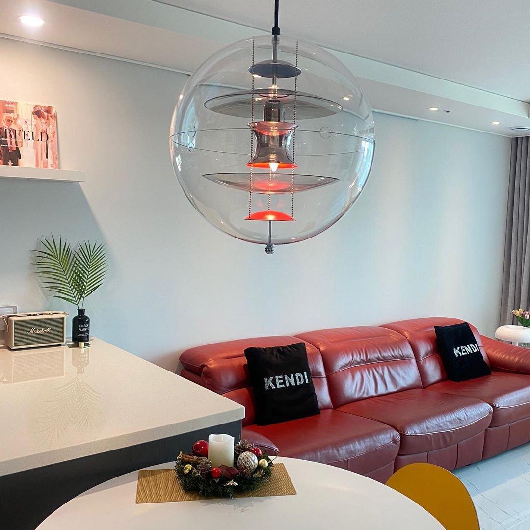 Modern Contemporary Round Sphere Acrylic Pendant Light Globe Hanging Lamp