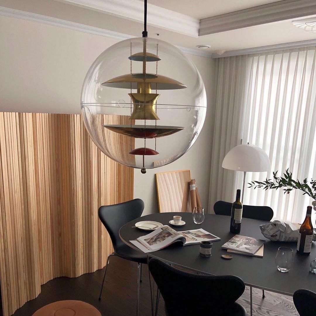 Modern Contemporary Round Sphere Acrylic Pendant Light Globe Hanging Lamp