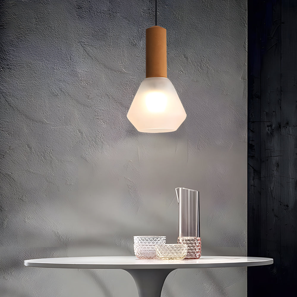 Modern Copper and Cork Glass Pendant Light with Diamond Jar Shade for Dining Room and Bar