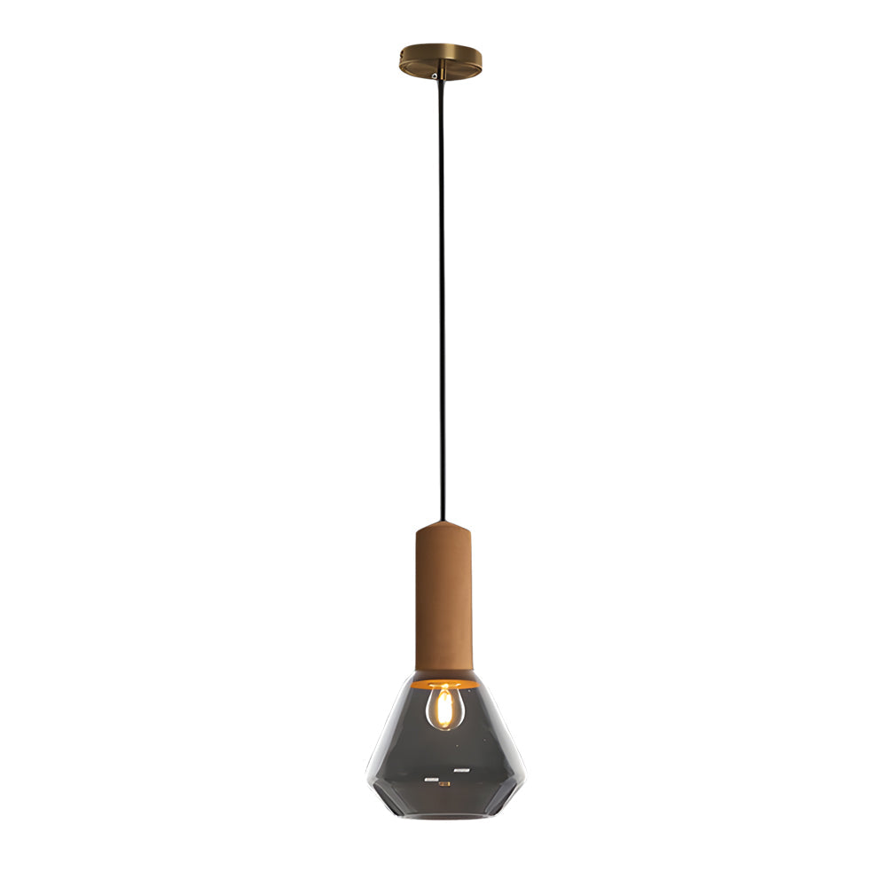 Modern Copper and Cork Glass Pendant Light with Diamond Jar Shade for Dining Room and Bar