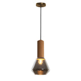 Modern Copper and Cork Glass Pendant Light with Diamond Jar Shade for Dining Room and Bar