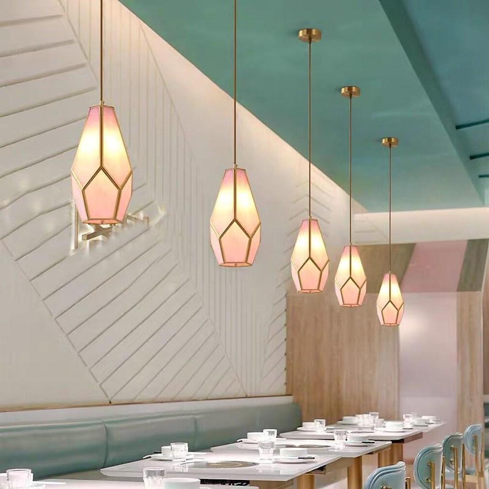 Modern Copper and Glass Geometric Pendant Light for Kitchen Island and Dining Room