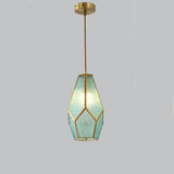 Modern Copper and Glass Geometric Pendant Light for Kitchen Island and Dining Room