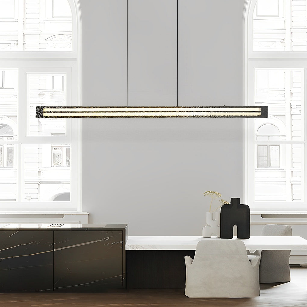 Modern Copper and Glass LED Chandelier Nordic Stepless Dimming Ring and Strip Pendant Light