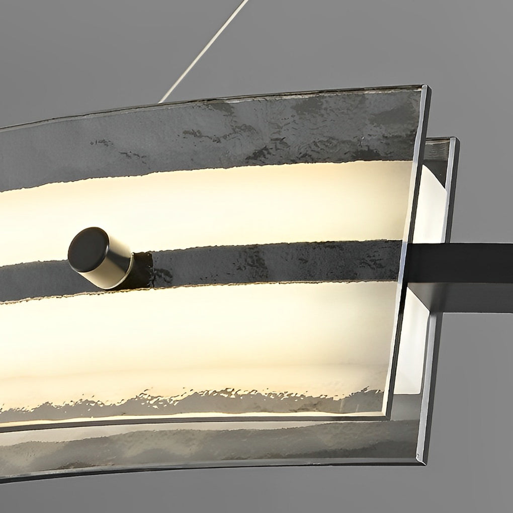 Modern Copper and Glass LED Chandelier Nordic Stepless Dimming Ring and Strip Pendant Light