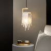 Modern Copper and Handmade Glass LED Pendant Light for Bedroom and Dining Room
