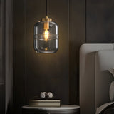 Modern Copper and Ribbed Glass Pendant Light with Adjustable Cord and Three Step Dimming Feature