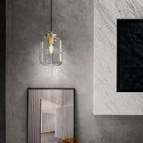 Modern Copper and Ribbed Glass Pendant Light with Adjustable Cord and Three Step Dimming Feature