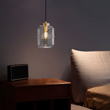 Modern Copper and Ribbed Glass Pendant Light with Adjustable Cord and Three Step Dimming Feature