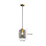 Modern Copper and Ribbed Glass Pendant Light with Adjustable Cord and Three Step Dimming Feature