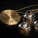 Modern Copper Chandelier with Irregular Lava Texture Glass Shade Pendant Light