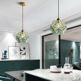 Modern Copper Crystal Flower Pendant Light Globe Hanging Lamp for Kitchen Island