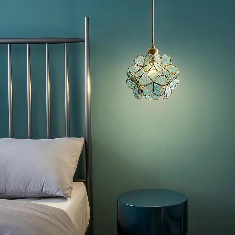 Modern Copper Crystal Flower Pendant Light Globe Hanging Lamp for Kitchen Island