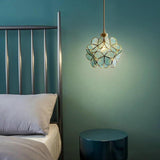 Modern Copper Crystal Flower Pendant Light Globe Hanging Lamp for Kitchen Island