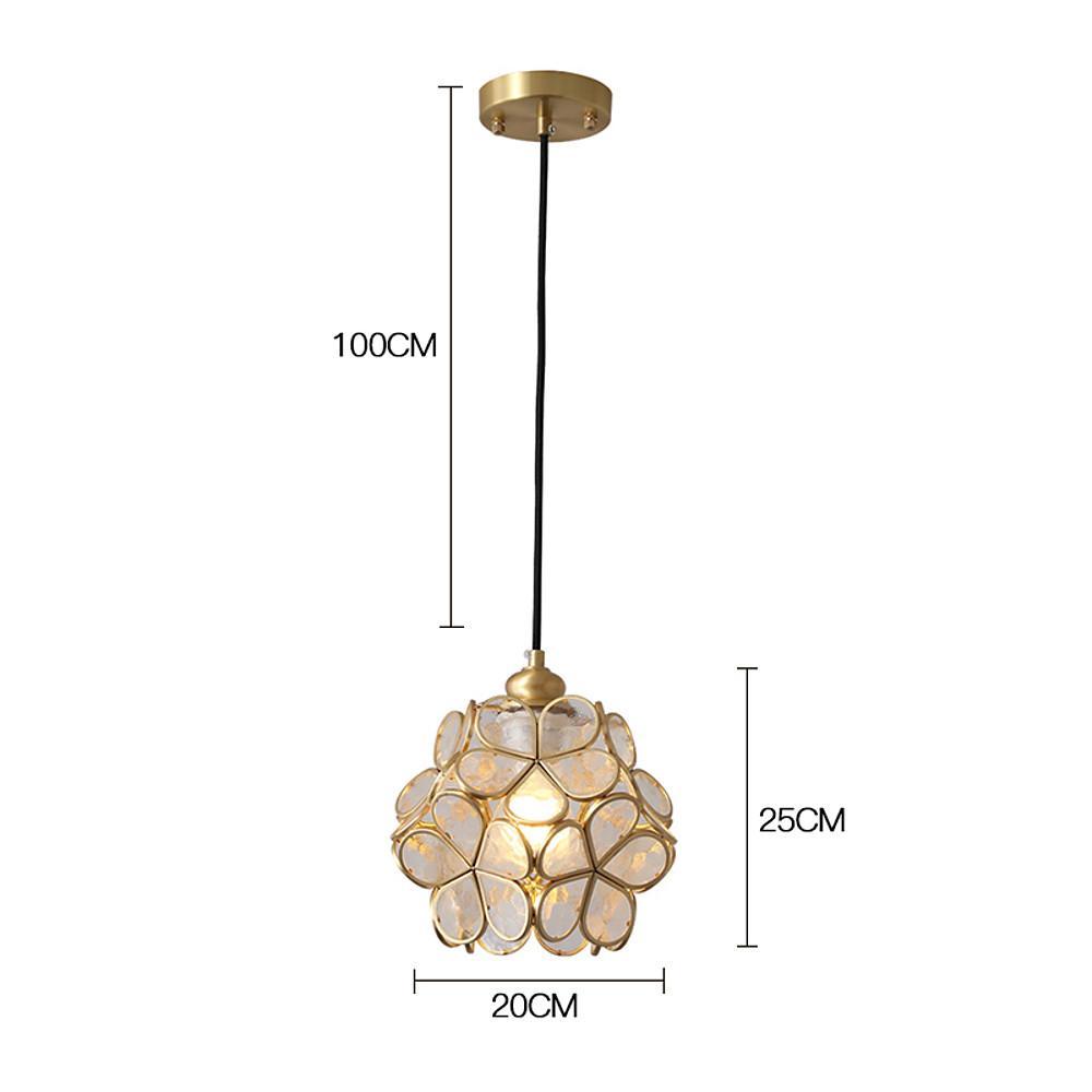 Modern Copper Crystal Flower Pendant Light Globe Hanging Lamp for Kitchen Island