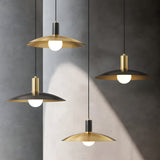 Modern Copper Flared Pendant Light with Milk Glass Shade for Dining Room Bedroom