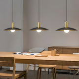 Modern Copper Flared Pendant Light with Milk Glass Shade for Dining Room Bedroom