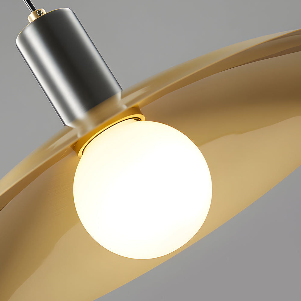 Modern Copper Flared Pendant Light with Milk Glass Shade for Dining Room Bedroom