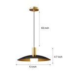 Modern Copper Flared Pendant Light with Milk Glass Shade for Dining Room Bedroom